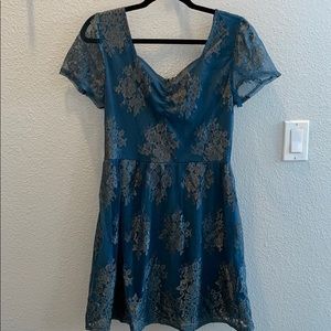 Blue lace floral dress